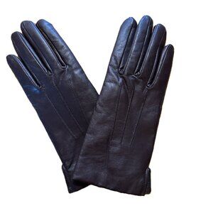 Land's End Women's Chocolate Brown  Leather Fully Lined Gloves, Never Worn